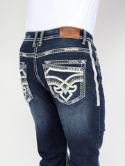 Answer Me AM-2222 Men's Western Embroidered Straight Jeans