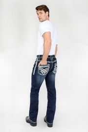 Answer Me AM-2222 Men's Western Embroidered Straight Jeans