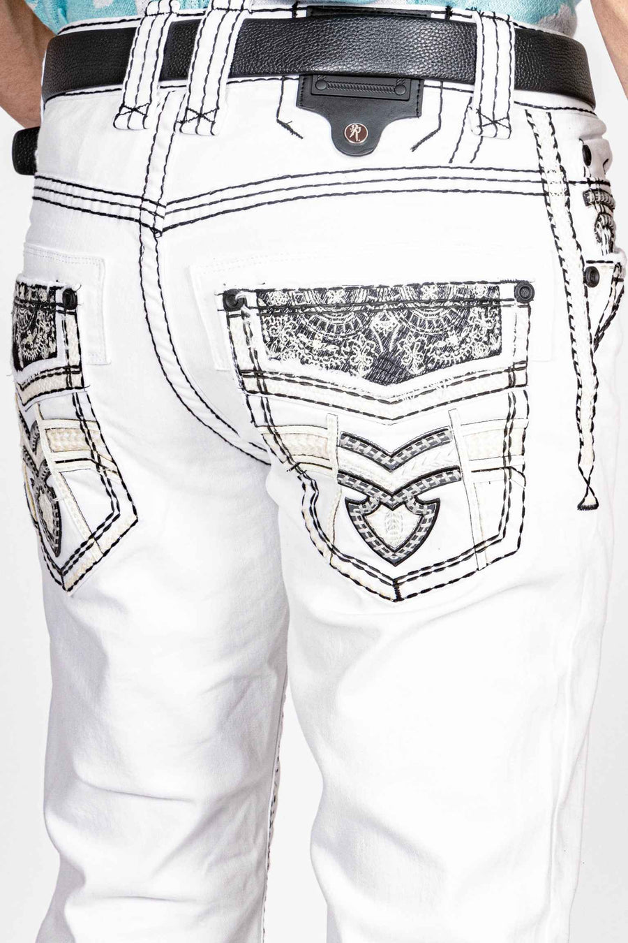 Rock in LA R-327 Men's Rebel Statement Color Denim Embroidered Straight Jeans