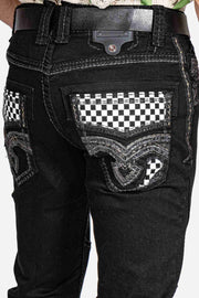 Rock in LA R-328 Men's Rebel Statement Color Denim Embroidered Straight Jeans